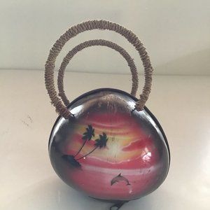 Hand painted coconut purse